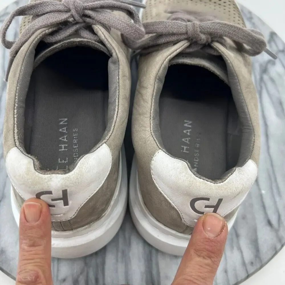 Cole Haan Mens‎ 8 Sneakers Mushroom Grey Nubuck GrandPrø Rally Laser Cut Shoes